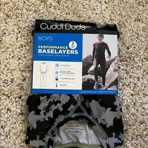 Cuddl Duds Boys Camouflage Baselayers - Black and Gray